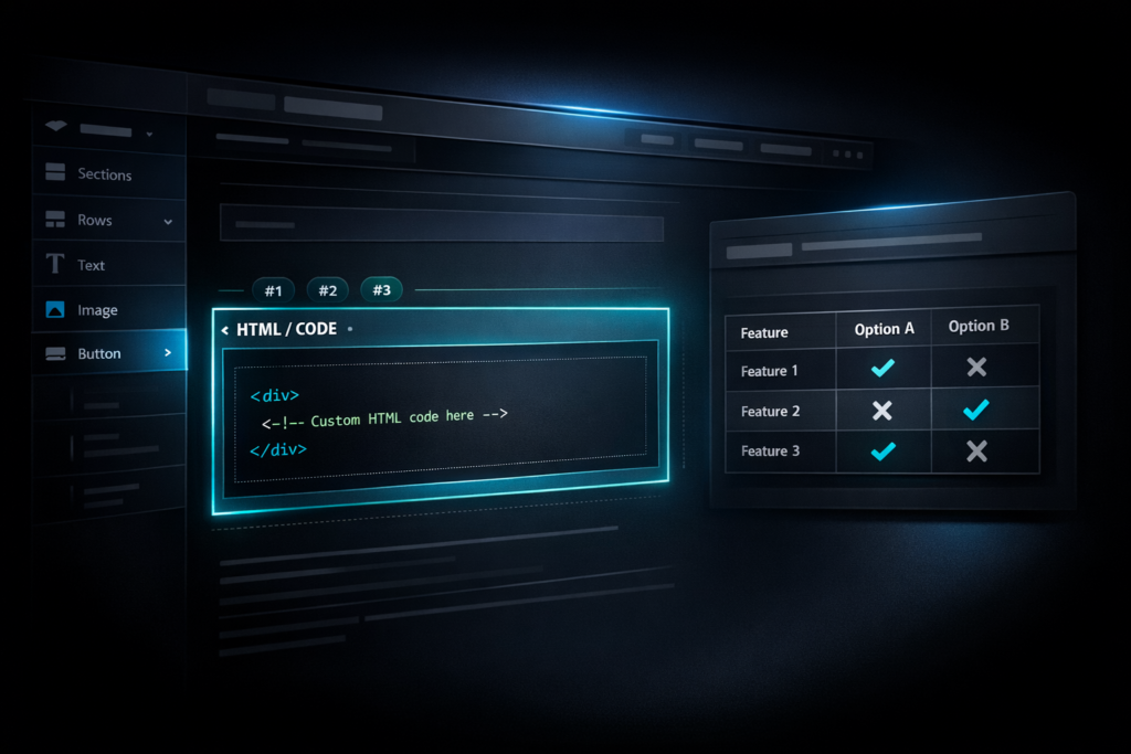 systeme.io raw HTML element